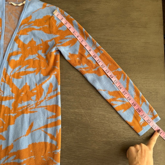 Soft Surroundings Brown Blue Floral Cardigan Sweater Duster XS - Picture 9 of 10